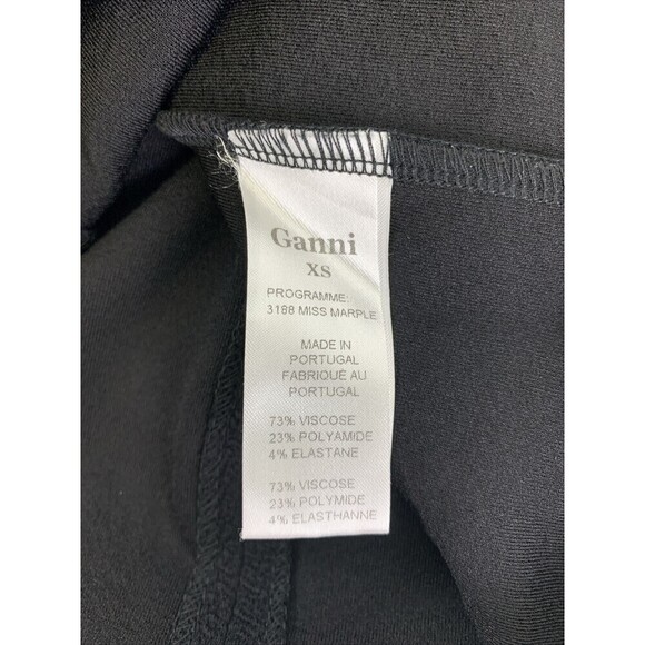 Ganni Peplum Sheath Dress Black Crepe V-Neck Knee Sleeveless Back Zip Womens XS - Picture 11 of 13